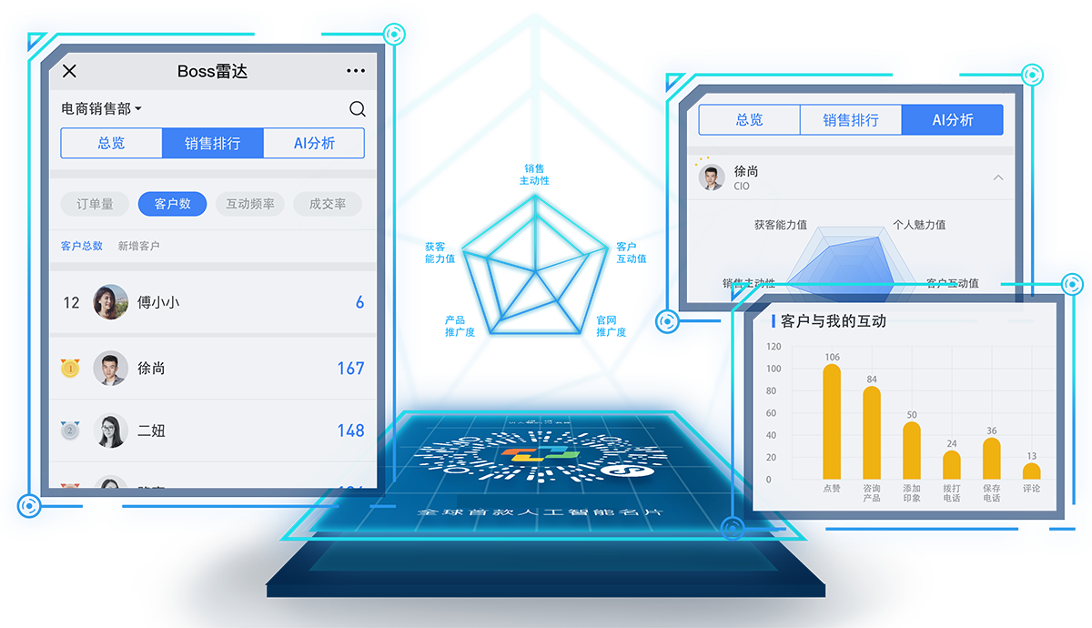 智能名片+小程序   连接微信十亿用户_BOSS雷达